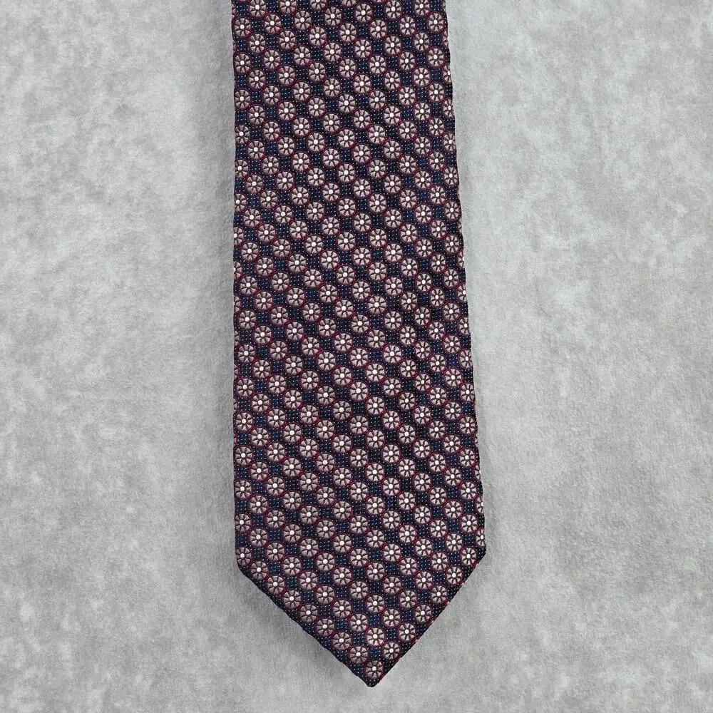 Napoli d'Nordstorm Blue Gray Floral Paisley Geometric Silk Italy‎ Neck Tie Men's